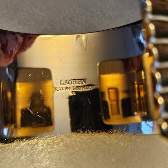 LAUREN Ralph Lauren Gold-Tone Wide Ribbed Cuff Bracelet- NWT - Picture 2 of 3